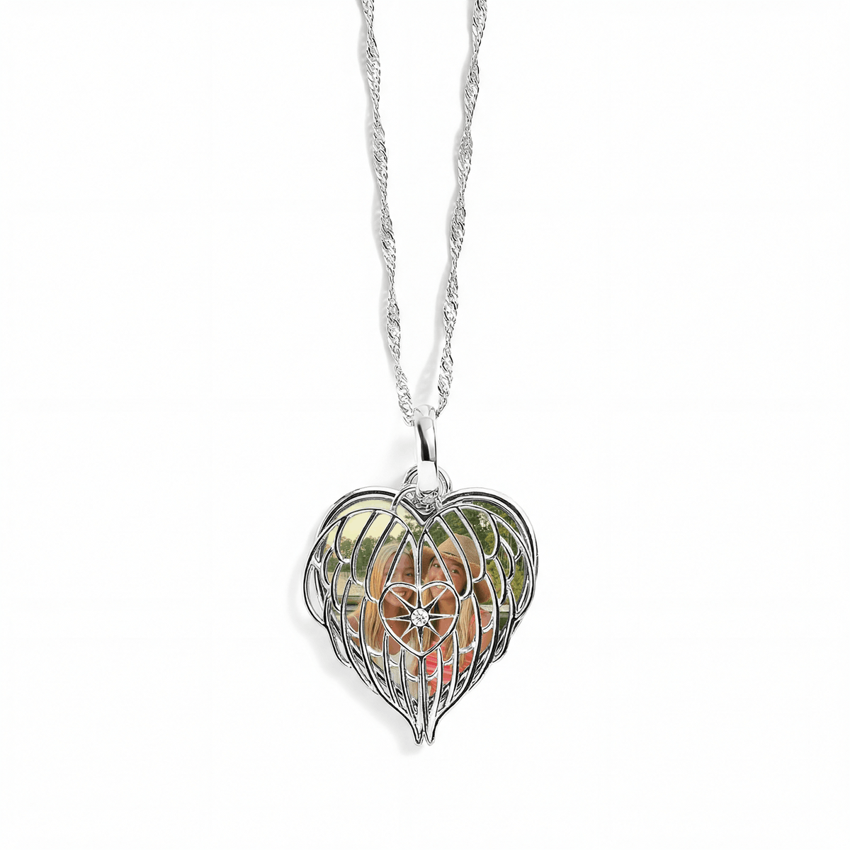 Personalized Angel Wing Photo Necklace