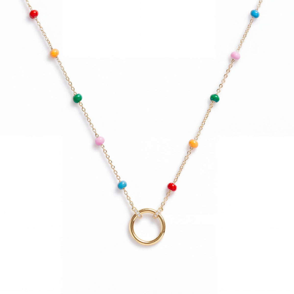 Multicolor Delicate Charm Keeper Necklace