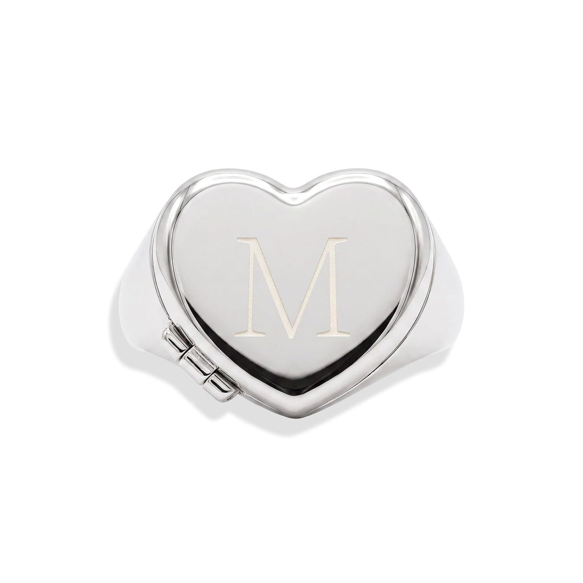 Personalized Heart Signet Locket Ring
