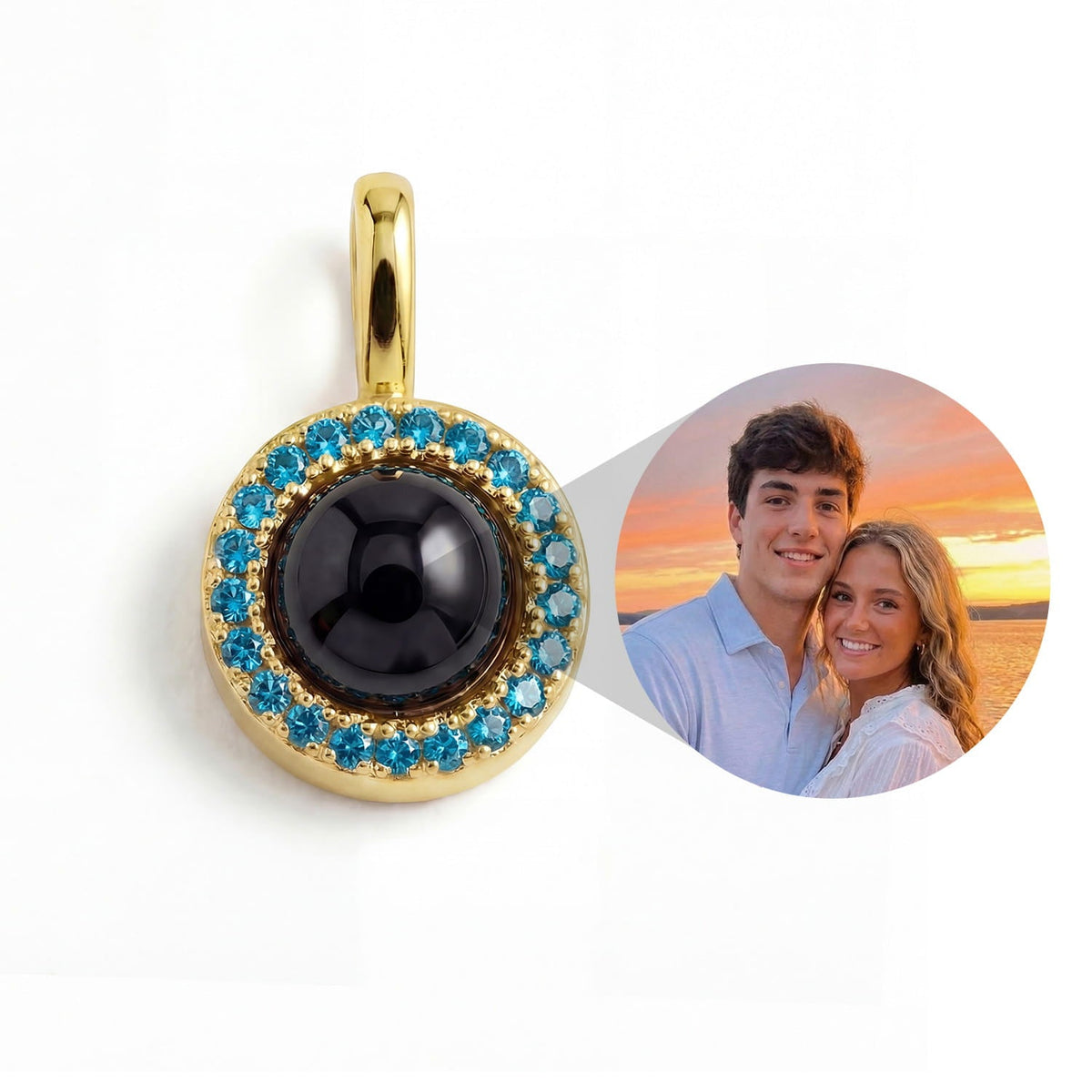 Personalized Birthstone Circle Photo Charm